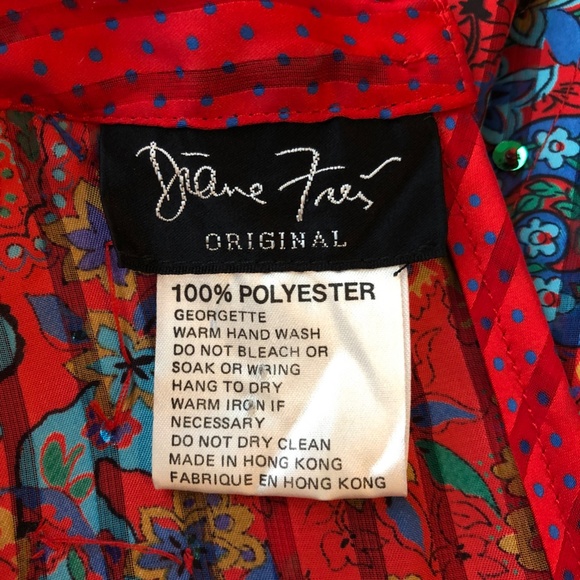 Diane Freis Red Holiday Dress Paisley Rich Gypsy Bohemian Style -Xmas OSFM - Picture 5 of 13